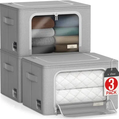 Sorbus Storage Bins With Metal Frame In Gray