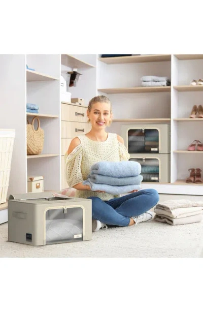Sorbus Storage Bins With Metal Frame In Beige