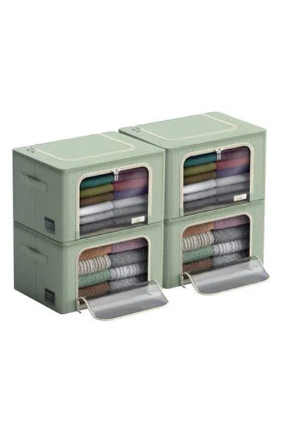 Sorbus 4 Pack Storage Bins With Metal Frame In Green