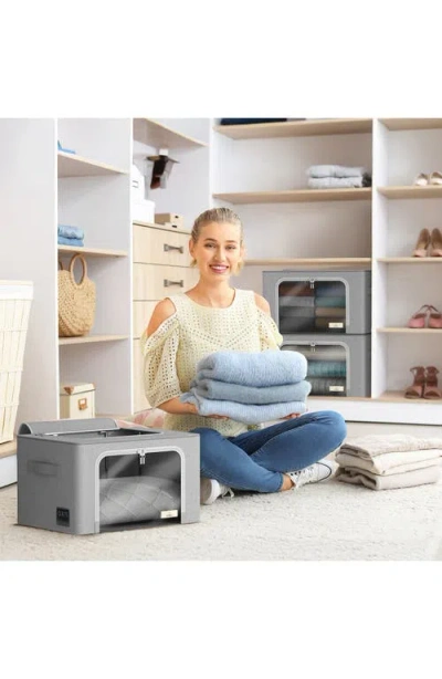Sorbus Storage Bins With Metal Frame In Gray