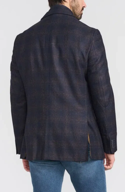 Flynt Blue Plaid Wool Hybrid Sport Coat With Removable Bib In Blue