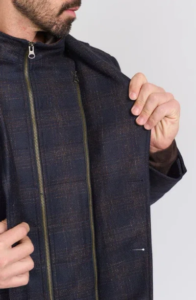 Flynt Blue Plaid Wool Hybrid Sport Coat With Removable Bib In Blue