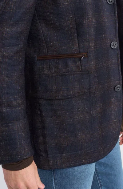 Flynt Blue Plaid Wool Hybrid Sport Coat With Removable Bib In Blue