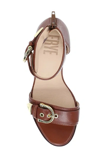 Frye Rachel Leather Buckle-cuff Wedge Sandals In Cinnamon