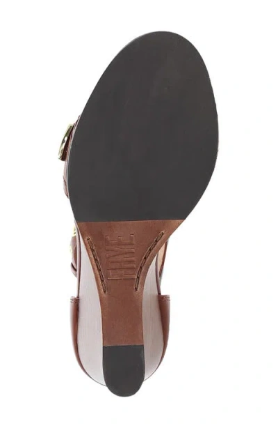 Frye Rachel Leather Buckle-cuff Wedge Sandals In Cinnamon