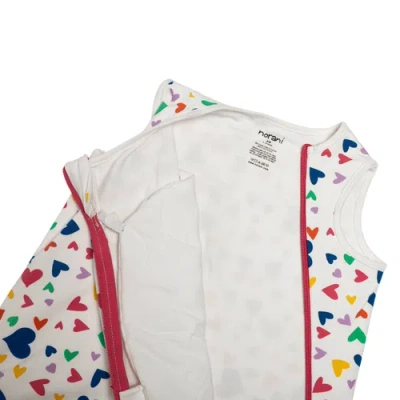 Norani Organic Snugababe Swaddle Sleep Pod With Arm Inserts In Rainbow Hearts