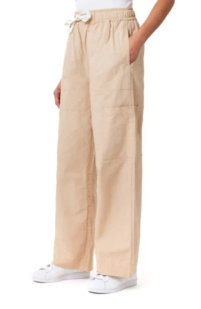 Scotch & Soda Noa Linen Blend High-rise Wide-leg Pants In Soft Camel