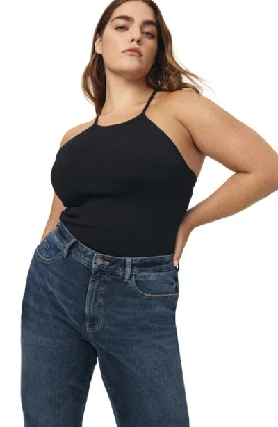 Warp & Weft Warp+weft Rfd Raw Hem High Waist Straight Leg Jeans In Deep Waters