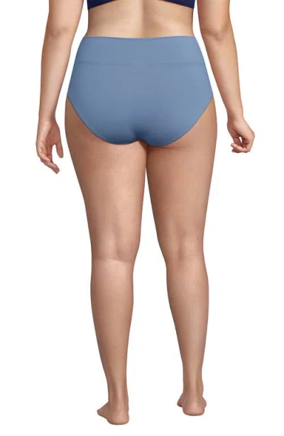 Lands' End Plus Size Pinchless High Waisted Bikini Bottoms In Dusk Sky
