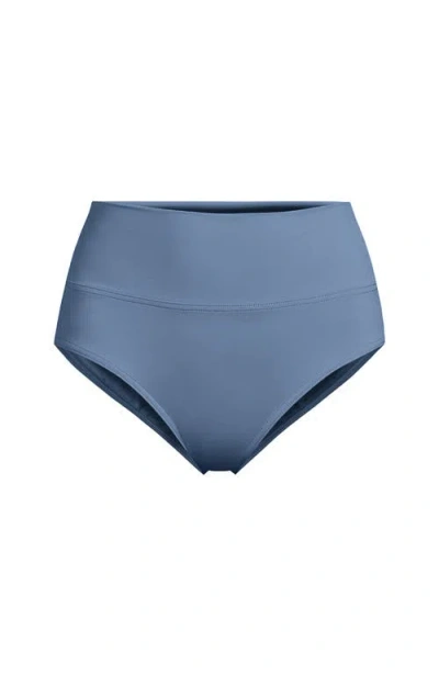 Lands' End Plus Size Pinchless High Waisted Bikini Bottoms In Dusk Sky