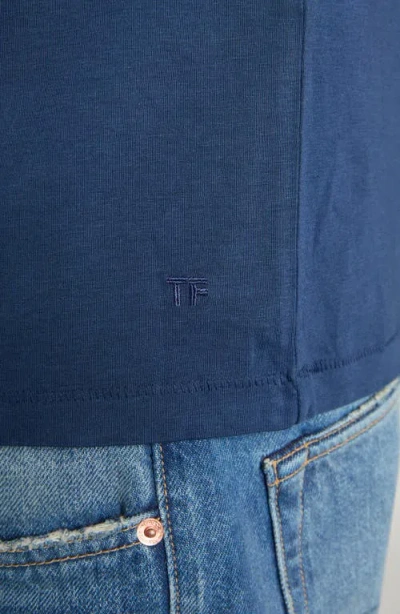 Tom Ford T-shirt With Round Neck And Short Sleeves In Blue