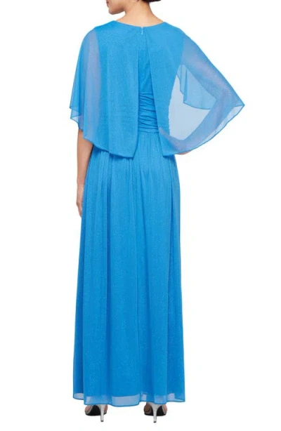 Sl Fashions Shimmer Capelet Gown In Gold