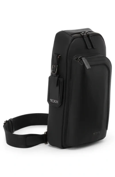 Tumi Harrison Gregory Leather Sling Bag In Black Bombe