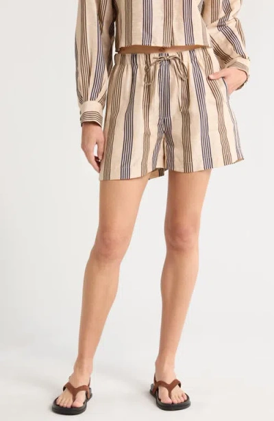 Rag & Bone Logan Linen Beach Shorts In Creamstripe