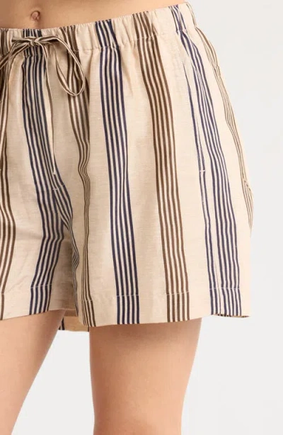 Rag & Bone Logan Linen Beach Shorts In Creamstripe