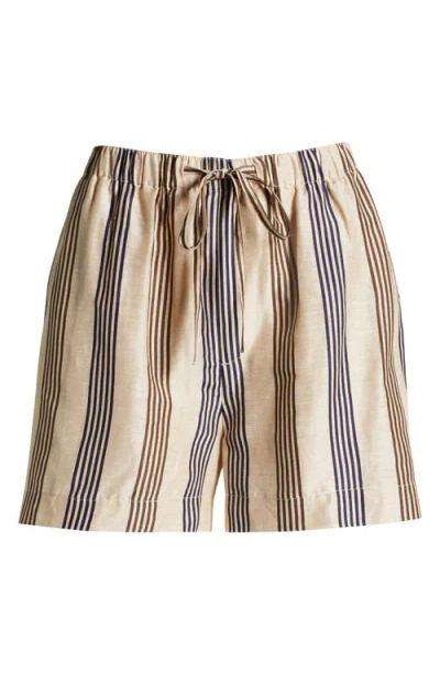 Rag & Bone Logan Linen Beach Shorts In Creamstripe