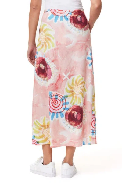 Scotch & Soda Print Stretch Linen Blend Midi Wrap Skirt In Abstract Sun Pink