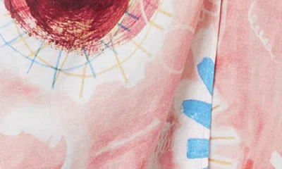 Scotch & Soda Print Stretch Linen Blend Midi Wrap Skirt In Abstract Sun Pink