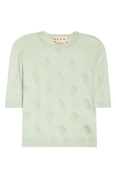 Marni Openwork Virgin Wool & Silk Sweater In 00v07 Light Lime