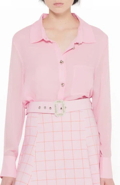 As By Df Leo Georgette Button-front Blouse In Cherry Blossom