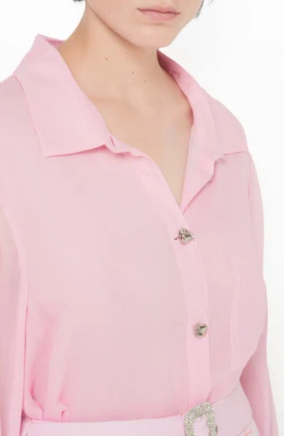 As By Df Leo Georgette Button-front Blouse In Cherry Blossom