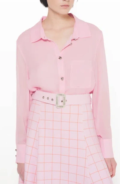 As By Df Leo Georgette Button-front Blouse In Cherry Blossom
