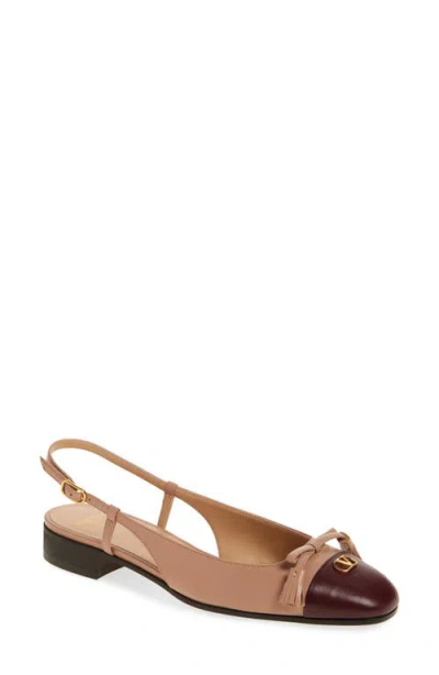 Valentino Valet Du Roi Leather Slingback Ballerina Flat In Brown
