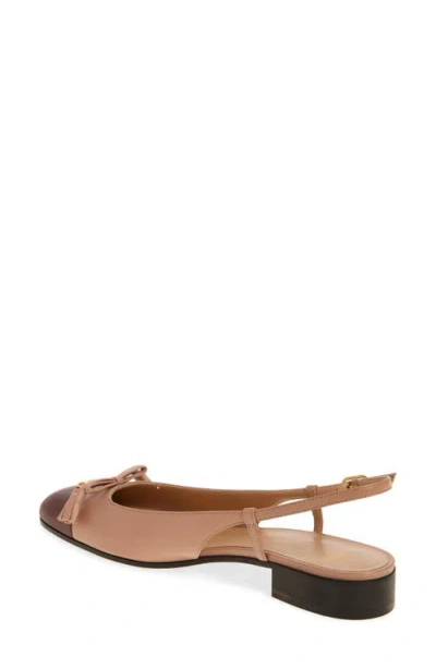 Valentino Valet Du Roi Leather Slingback Ballerina Flat In Brown