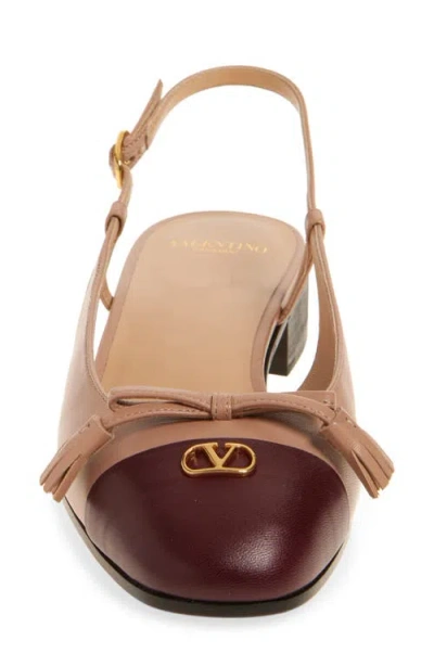Valentino Valet Du Roi Leather Slingback Ballerina Flat In Brown