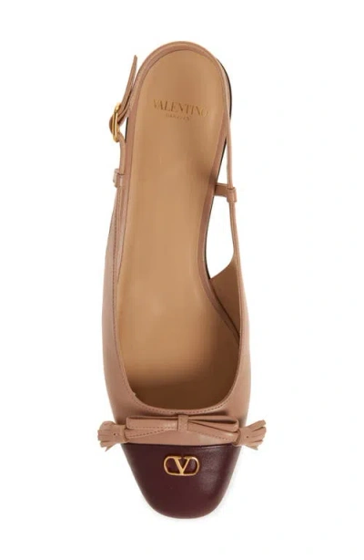 Valentino Valet Du Roi Leather Slingback Ballerina Flat In Brown