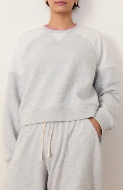Marine Layer Cloud 9 Colorblock Crop Sweatshirt In Heather Grey