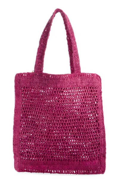 Chloé Chloe Women Fuchsia Raffia Estate Banana Shopping Bag In Pink