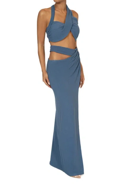 Jluxlabel New Age Crop Top & Maxi Skirt Set In Blue