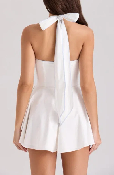 House Of Cb Eleanor Halter Romper In Cloud Dancer