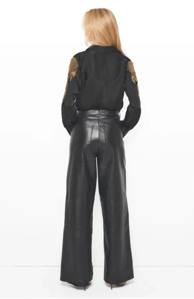 As By Df Collins Embellished Button-front Blouse In Black