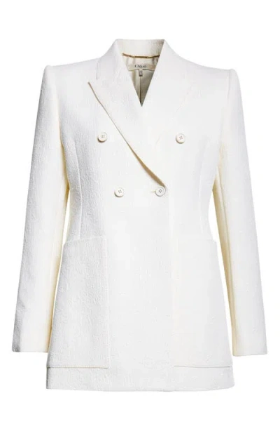 Chloé Double-breasted Wool-blend Longline Blazer In Coconut Milk