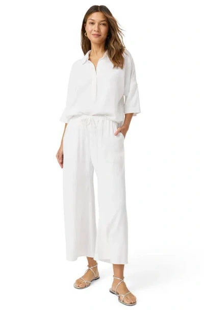 Splendid Hayden Terry Cloth Crop Wide Leg Pants In White