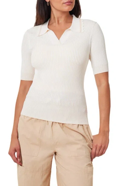 Scotch & Soda Short Sleeve Rib Polo Sweater In Soft Ice