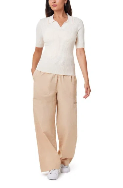 Scotch & Soda Short Sleeve Rib Polo Sweater In Soft Ice