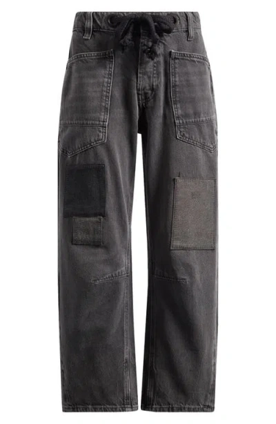 Free People Moxie Low Rise Drawstring Barrel Leg Jeans In Nighthawk