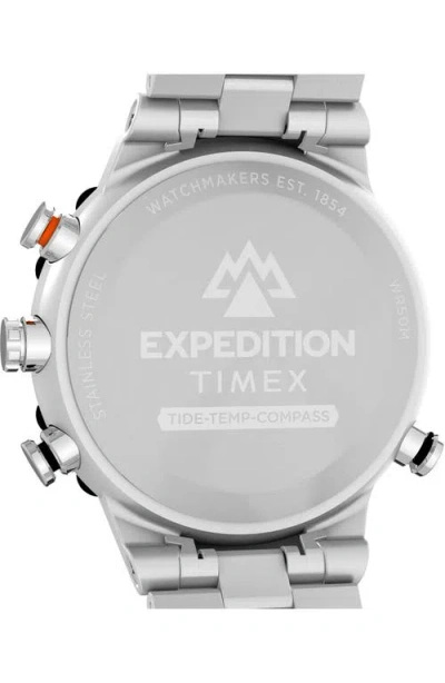 Timex Men's Quartz Analog Silver-tone Stainless Steel Watch, 45mm In Silver
