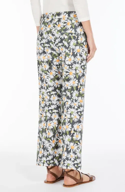 Weekend Max Mara High Waist Floral Pattern Trousers With Belt Loops In Black