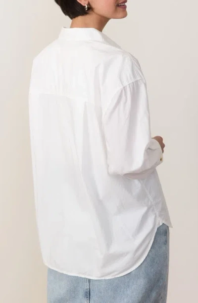 Marine Layer Cali Oversize Pima Cotton Poplin Button-up Shirt In White