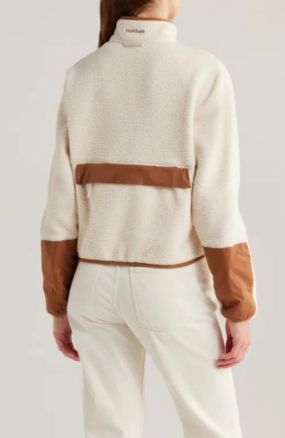 Halfdays Chapelle Water Repellent Fleece Jacket In Oatmilk