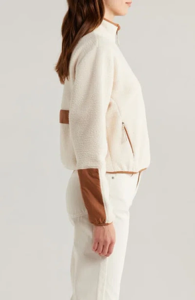 Halfdays Chapelle Water Repellent Fleece Jacket In Oatmilk