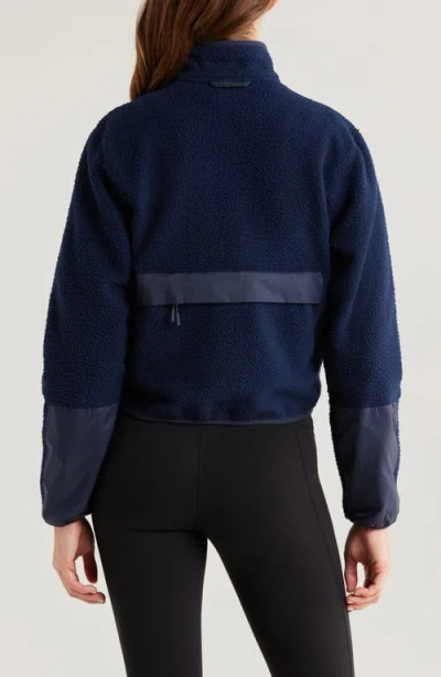 Halfdays Chapelle Water Repellent Fleece Jacket In Blue