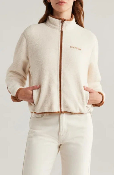 Halfdays Chapelle Water Repellent Fleece Jacket In Oatmilk