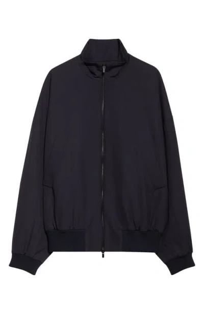 Fear Of God High-necked Jacket With Ribbed Cuffs And Hem In Blue