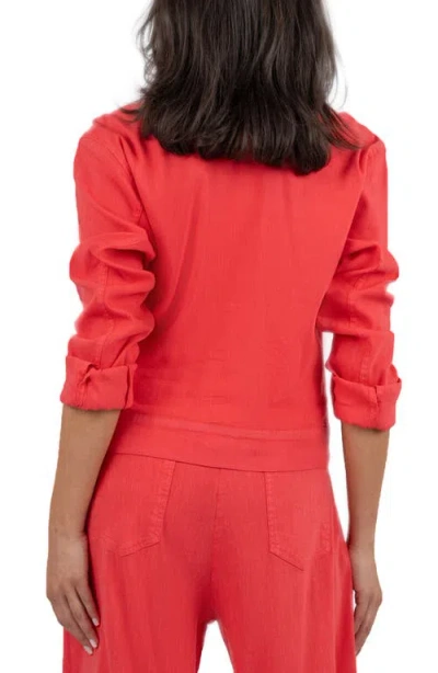 Kut From The Kloth Julia Linen Blend Trucker Jacket In Watermelon