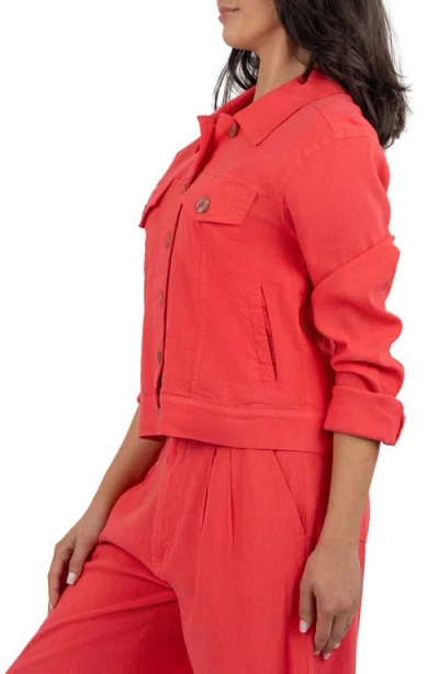 Kut From The Kloth Julia Linen Blend Trucker Jacket In Watermelon